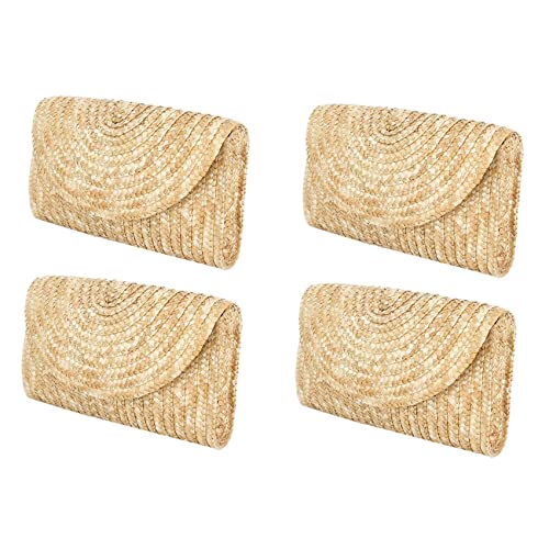 Janasiba 4X Stroh Kupplung Geldbörsen für Frauen Sommer Strand Hand, Hochzeit Umschlag Brief Tasche Farbe: von Janasiba