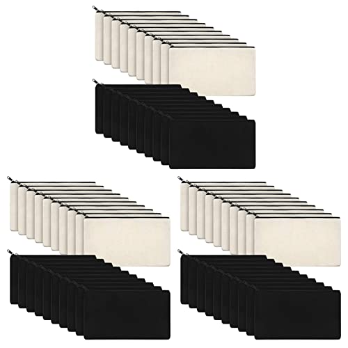 Janasiba 60 Stück Leinwand Make-Up ReißVerschluss Beutel Bleistiftetui Leere DIY Basteltaschen Kosmetiktasche von Janasiba