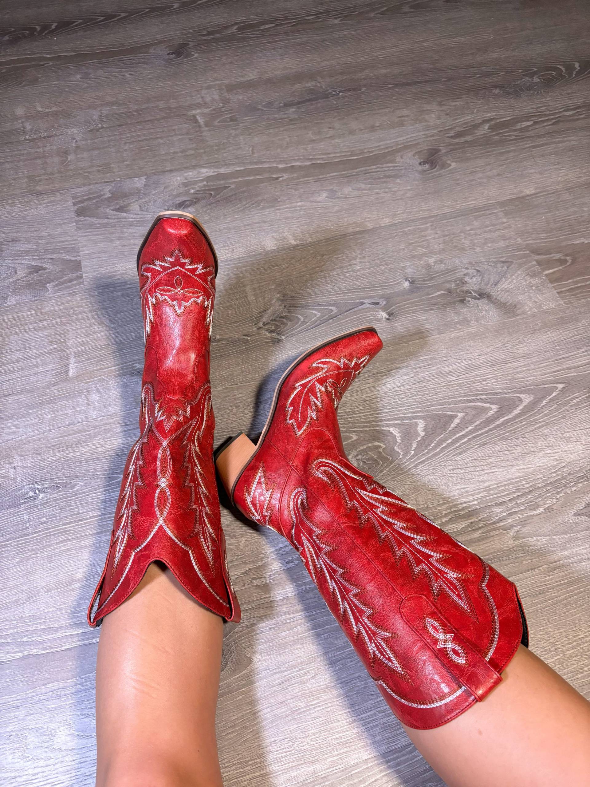 Rote Cowgirl Stiefel, Cowboy Westernstiefel Rote Cowgirl Stiefel, Cowboy Westernstiefel von JandBBootBoutique