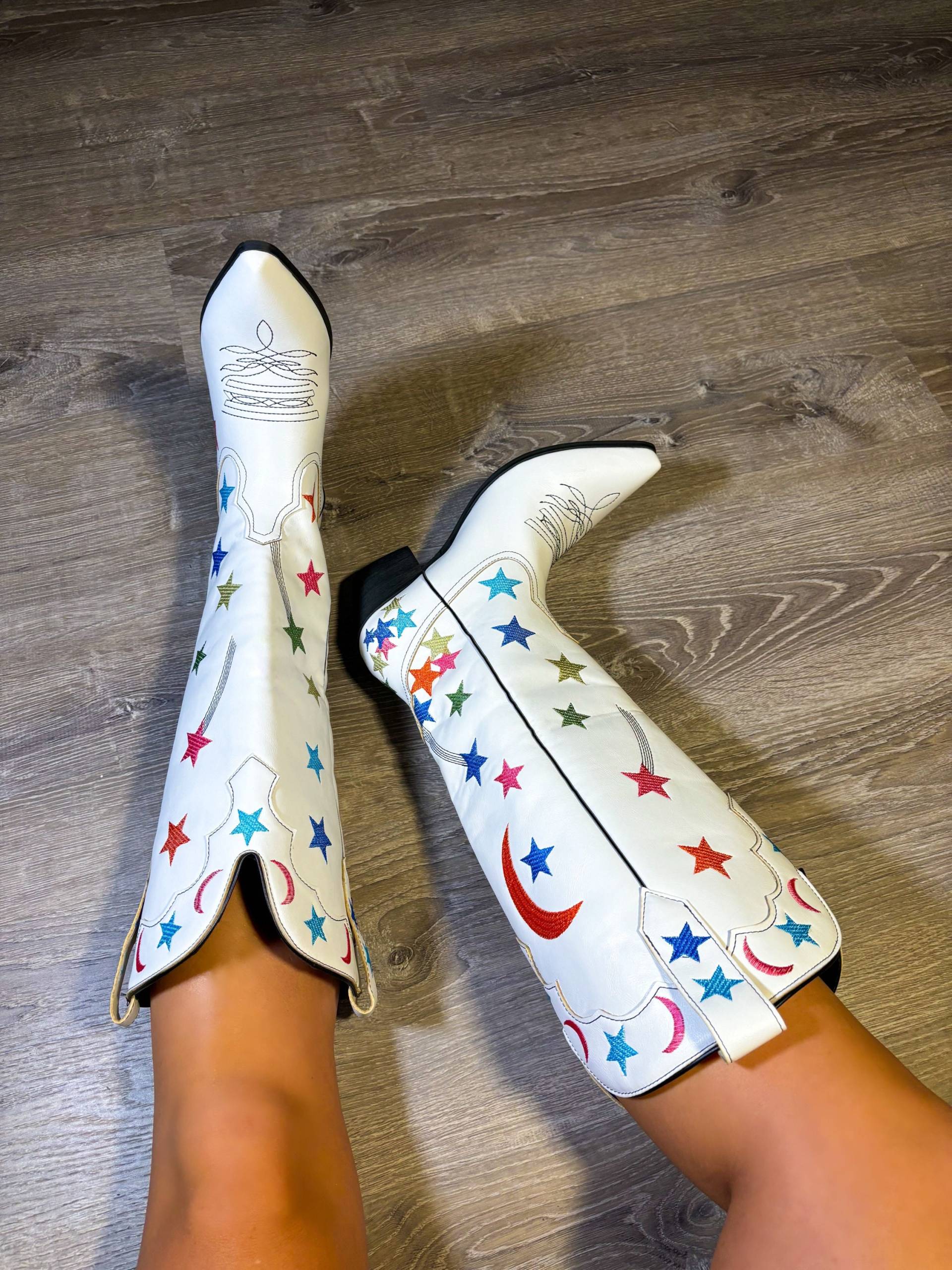 Weiße Cowgirl Stiefel, Stern Westernstiefel Weiße Cowgirl Stiefel, Stern Westernstiefel von JandBBootBoutique