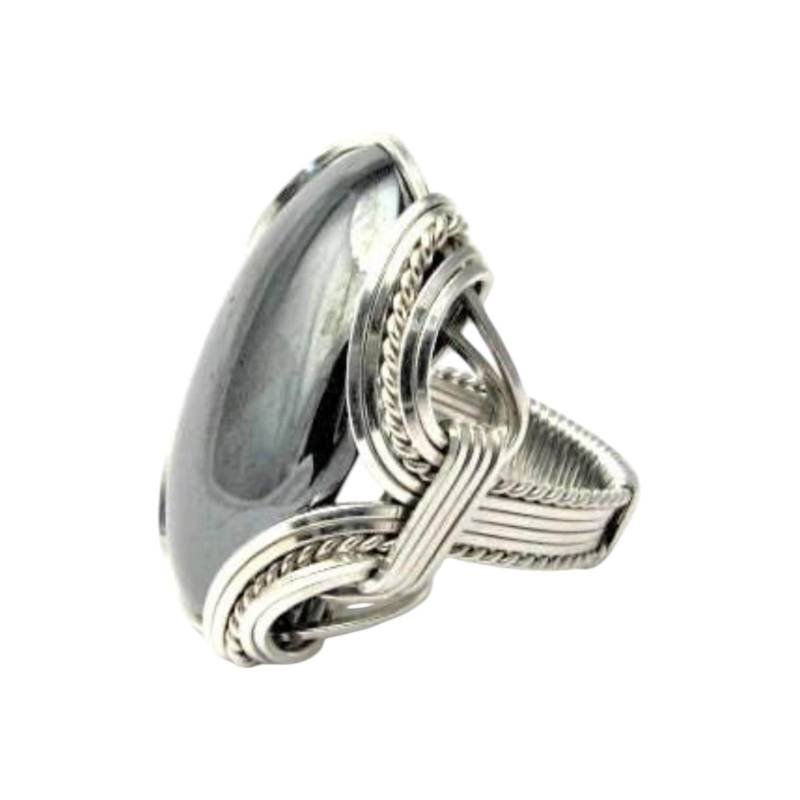 Hämatit Ring Sterlingsilber Draht Gewickelt Benutzerdefinierte Handgemacht von JandSGems
