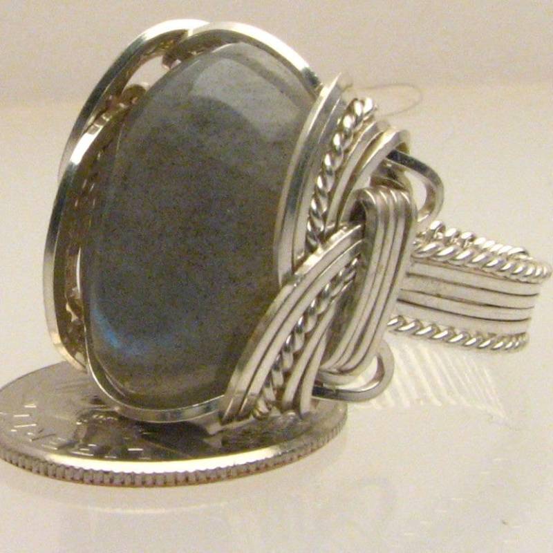 Wire Wrap Labradorit Sterling Silber Ring 18 X 13 Mm Wire Wrap Labradorit Sterling Silber Ring 18 X 13 Mm von JandSGems