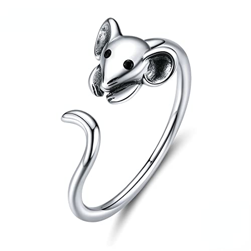 Jane Aigle Ringe Frauen 925 Sterling Silber Maus Tier Verstellbarer Fingerring Für Frauen Sternzeichen Offene Ringe Modeschmuck Mädchen Urlaub Geschenk von Jane Aigle