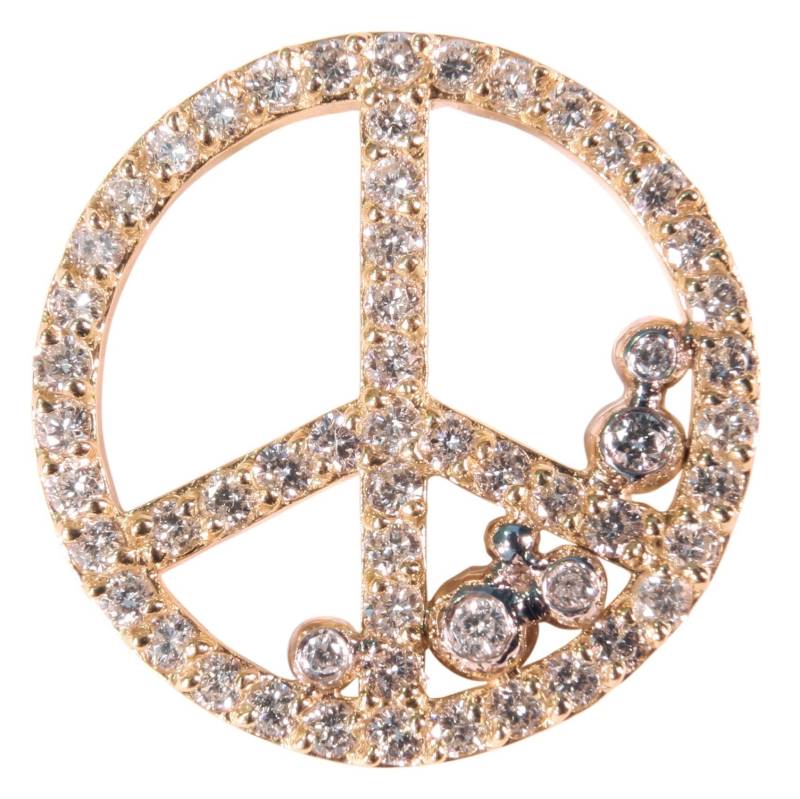 Fülle Des Friedens. Diamant-Peace-Symbol-Anhänger Mit Diamant Überfüllt Punkten Die Fülle. Weiß Oder Schwarz Diamanten in 18K Gold von JaneAGordon