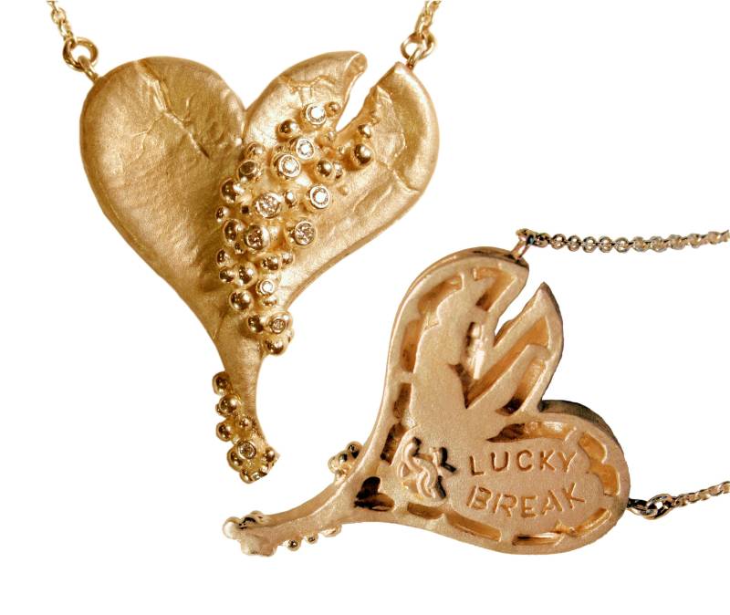 Lucky Break Herz Halskette. Manchmal Nicht Zu Bekommen, Was Wir Wollen, Ist Unser Break Diamanten Aus 750Er Gold-14K Gold-sterlingsilber. Inspiriert von JaneAGordon