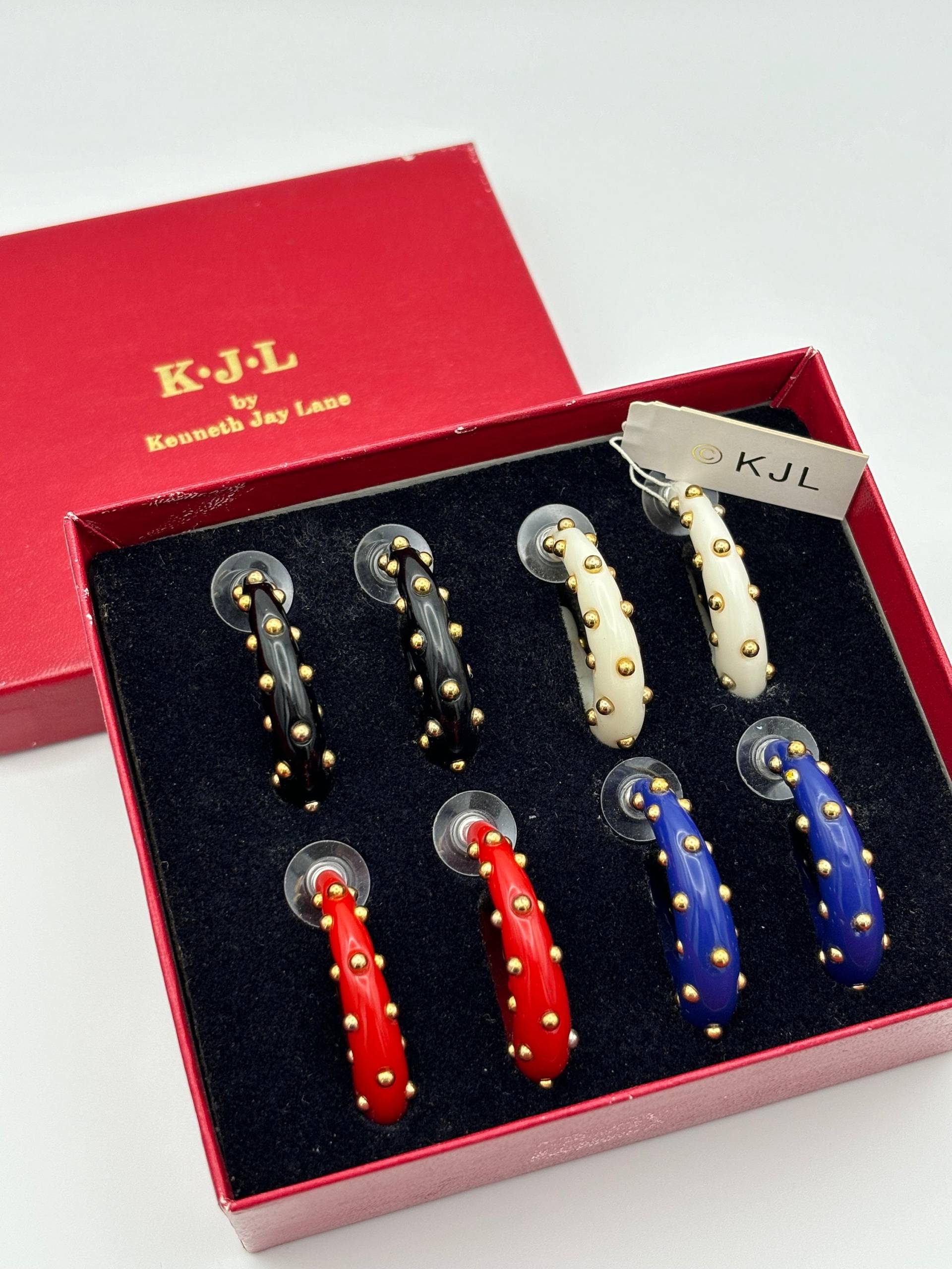 Kenneth Jay Lane, 90Er Jahre Neues Vintage Austauschbares Creolen Set Kenneth Jay Lane, 90Er Jahre Neues Vintage Austauschbares Creolen Set von JaneDreamsOfVintage