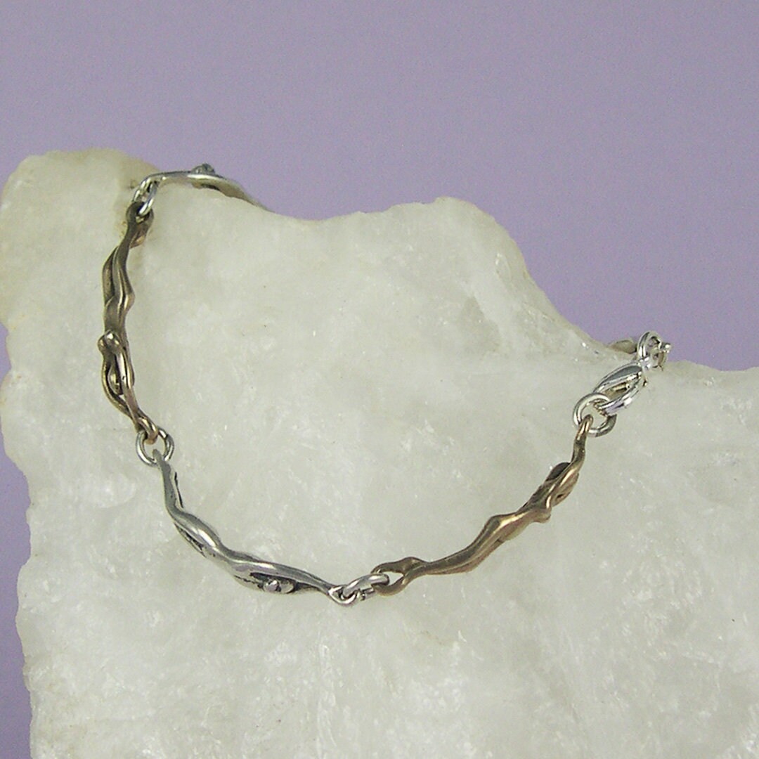 Mann Frau Link Armband.sterling & Bronze von JaneIrisDesigns