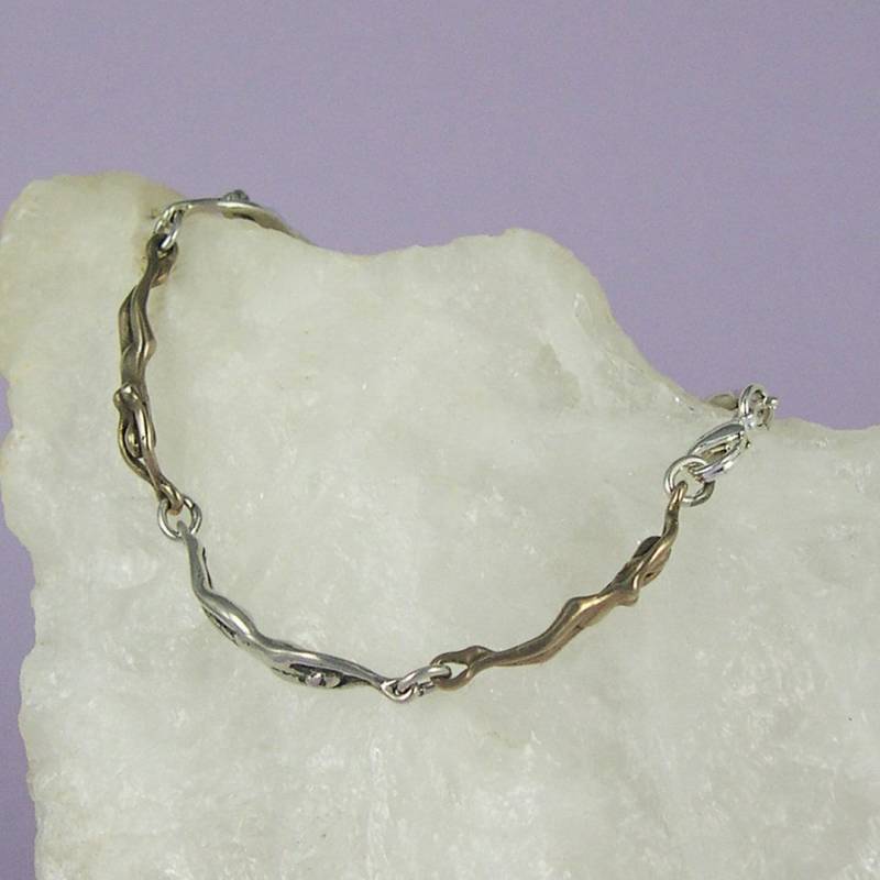 Mann Frau Link Armband.sterling & Bronze von JaneIrisDesigns