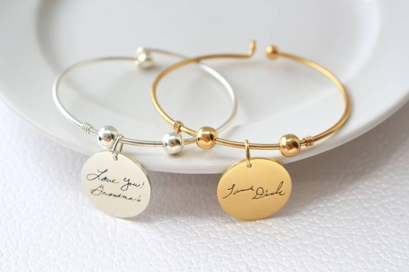 Handschrift Armband - Personalisierte Signatur Gedenk Schmuck Beileid Geschenk Disc Mutter von JaneJewelryStore