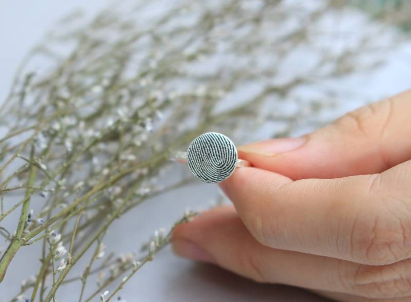 sterling Silber Fingerabdruck Ring - Personalisierter Versprechen von JaneJewelryStore