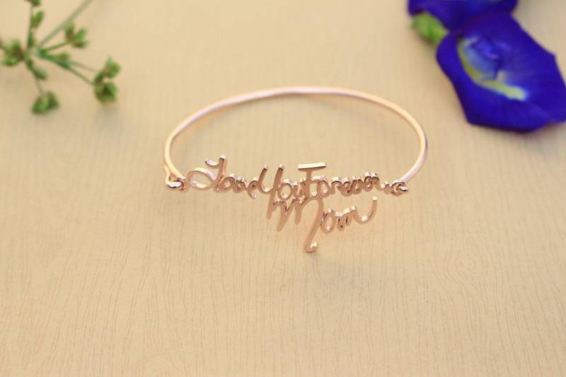 Gedenk Armreif - Handschrift Erinnerungs Armband Brautjungfer Geschenk Muttertagsgeschenk von JaneJewelryStore