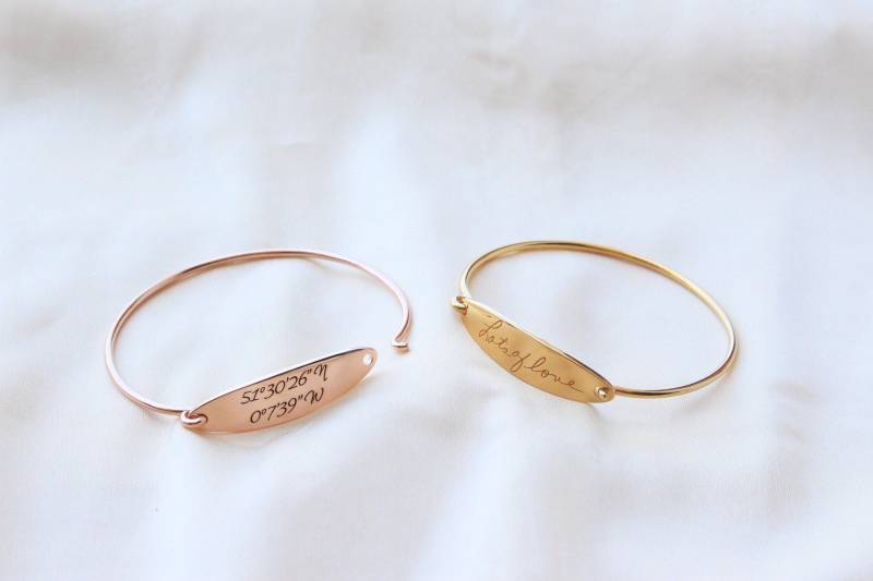 Personalisierte Handschrift Armreif Sterling Silber Signature Armband, Geschenk Für Mama von JaneJewelryStore