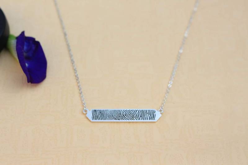 Fingerabdruck Bar Halskette - Echte Gedenkschmuck Sympathie Geschenk Mutter von JaneJewelryStore