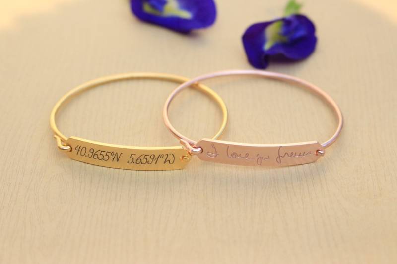 Personalisierter Koordinaten Armreif - Breitengrad-Längengrad-Armband Aus Sterlingsilber von JaneJewelryStore