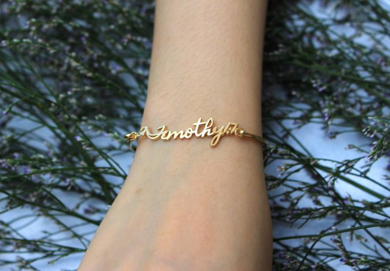 Personalisierter Sterling Silber Handschrift Armreif Signature Armband von JaneJewelryStore