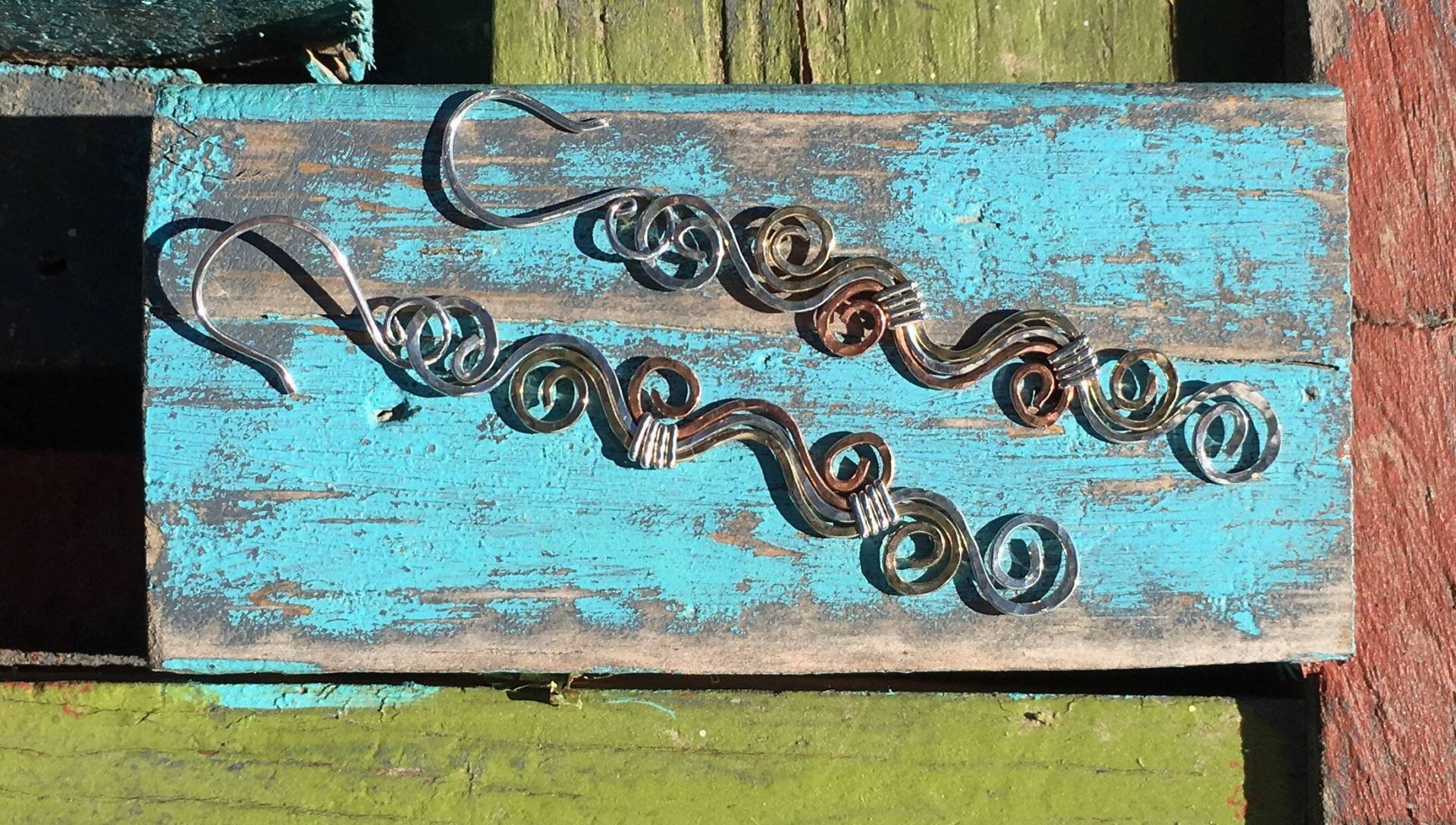 Mächtige Mississippi River Ohrringe Aus Argentium Sterling Silber, 14K Gold Filled Draht Und Kupfer von JaneMcCroryJewelry