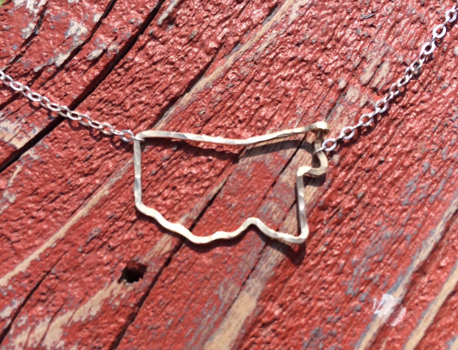 Mississippi Halskette, Seitlich Mississippi, Schmuck, Gehämmerte Gold Und Sterling Silber Msu von JaneMcCroryJewelry