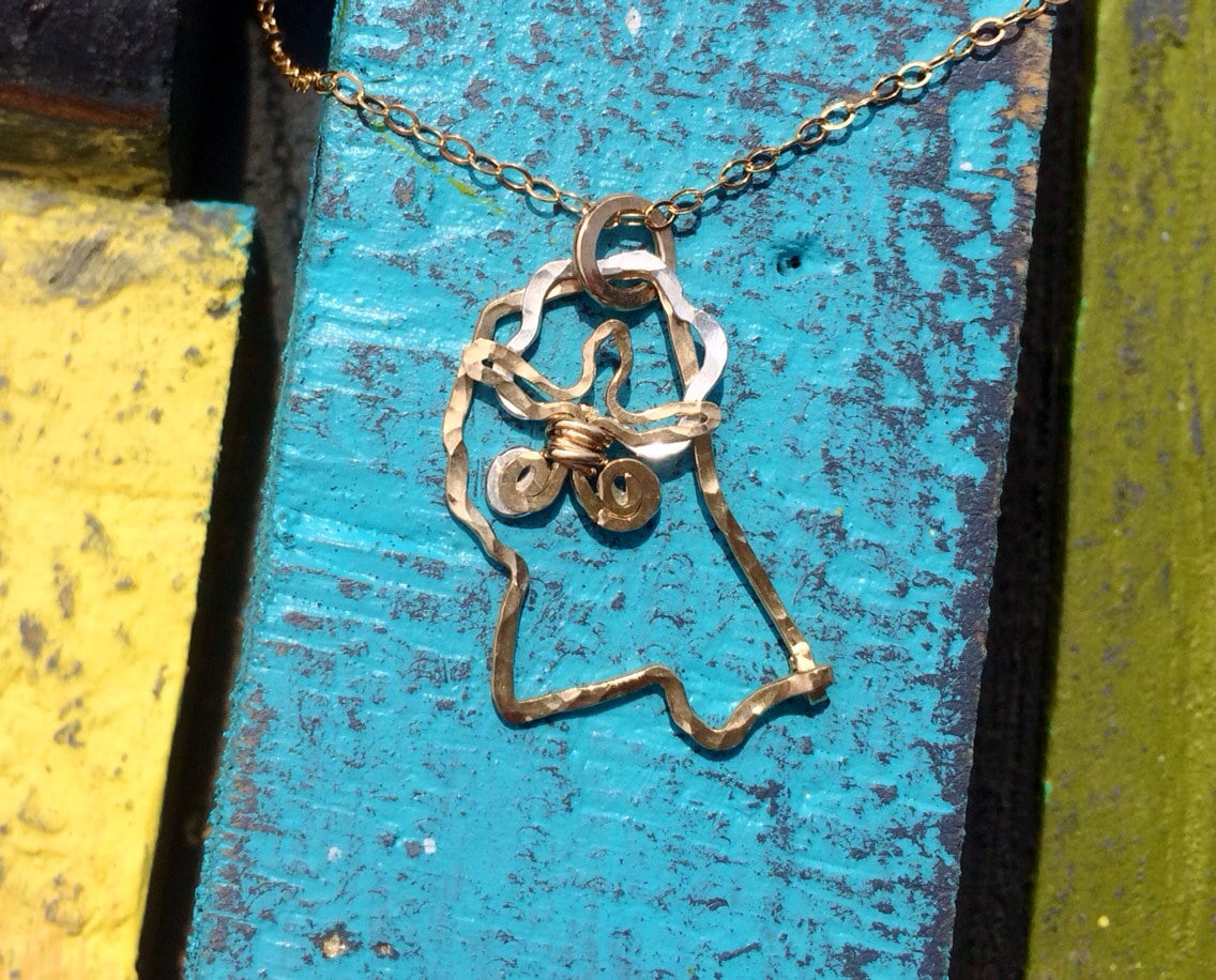 Mississippi Mit Cotton Boll Halskette Sterling Silber Und 14K Gold Filled von JaneMcCroryJewelry