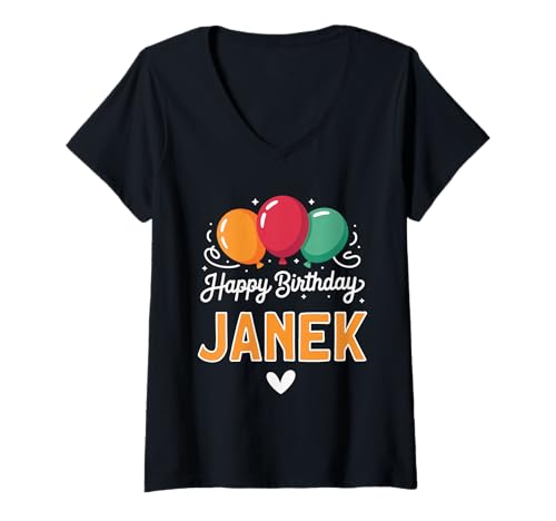 Damen Alles Gute zum Geburtstag Spruch Janek T-Shirt mit V-Ausschnitt Damen Alles Gute zum Geburtstag Spruch Janek T-Shirt mit V-Ausschnitt von Janek Name Spruch für Geburtstag