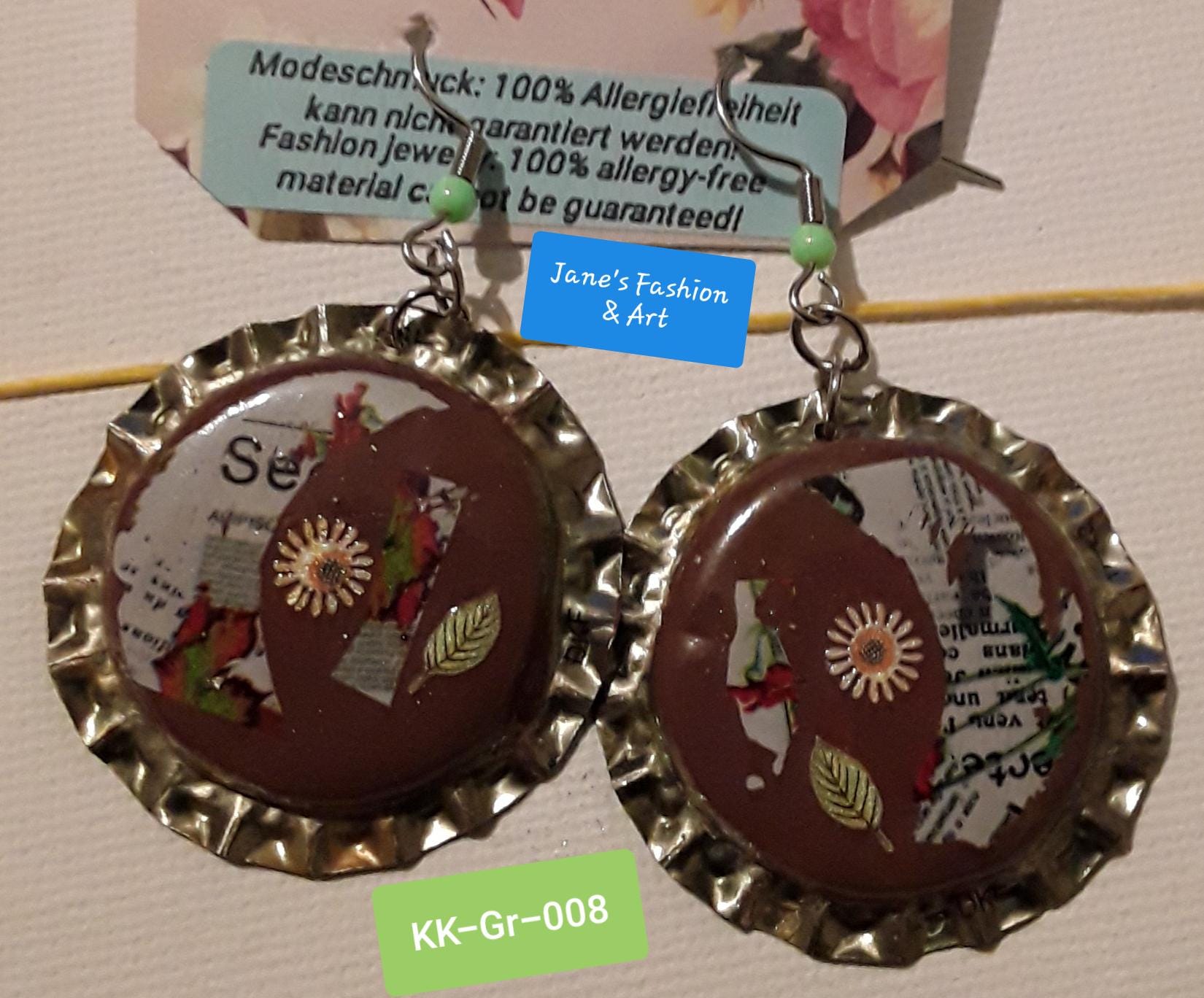 Graffiti Schmuck Aus Kronkorken, Aufgebogen, Ohrringe Style, Einzelstücke, Unique, Handgefertigt von JanesGiftIdeas