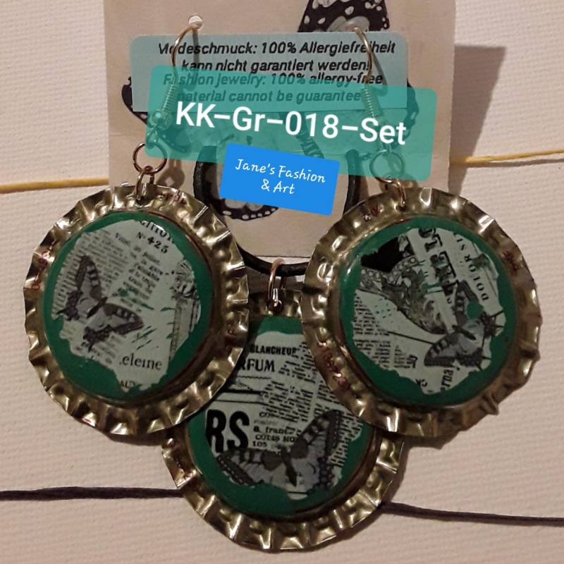 Graffiti Schmuckset Aus Kronkorken, Aufgebogen, Ohrringe+Kettenanhänger Style, Einzelstücke, Unique, Handdesigned von JanesGiftIdeas