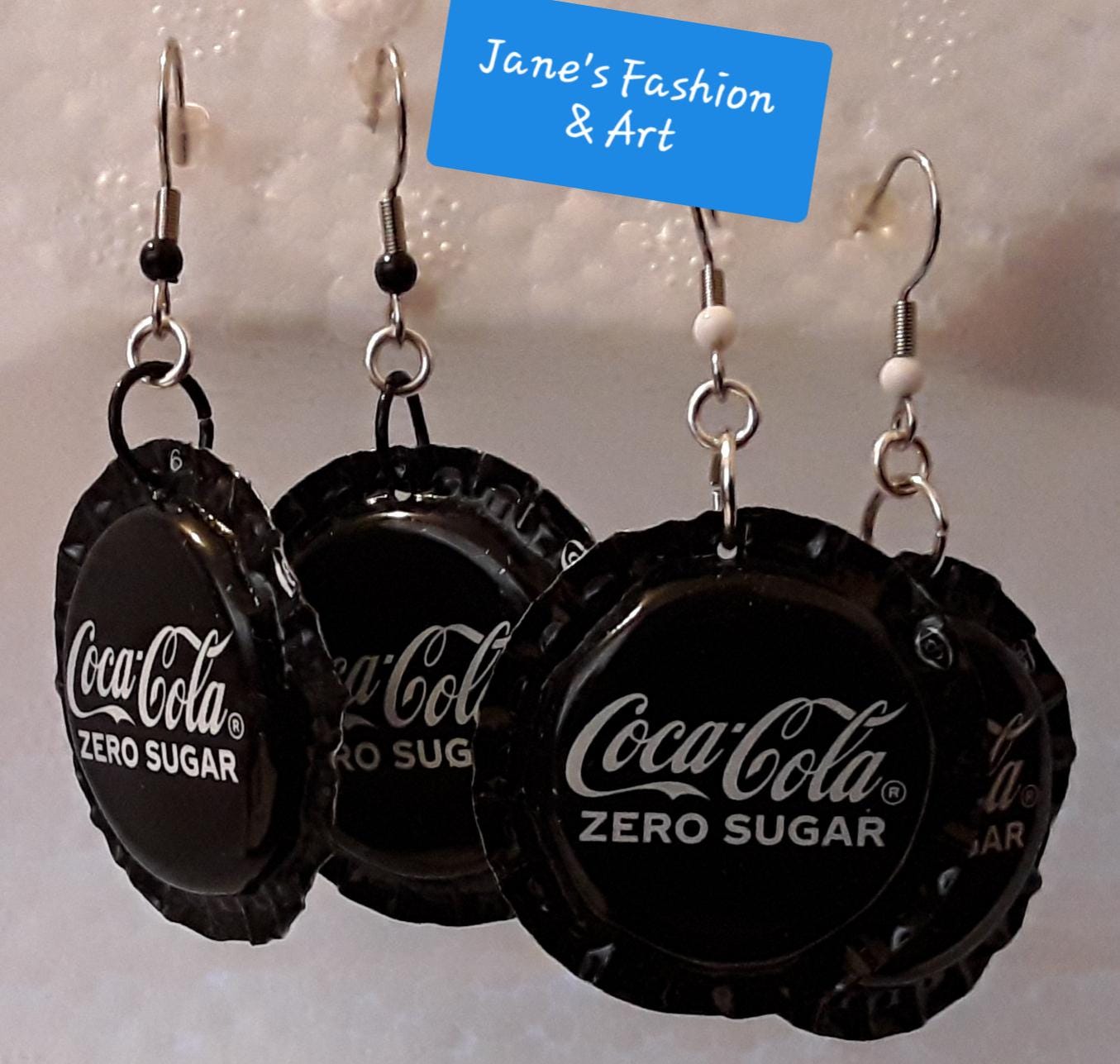 Kronkorken Ohranhänger, Ohrschmuck, Coke Zero, Aufgebogen, Crazy Earrings, Unique von JanesGiftIdeas