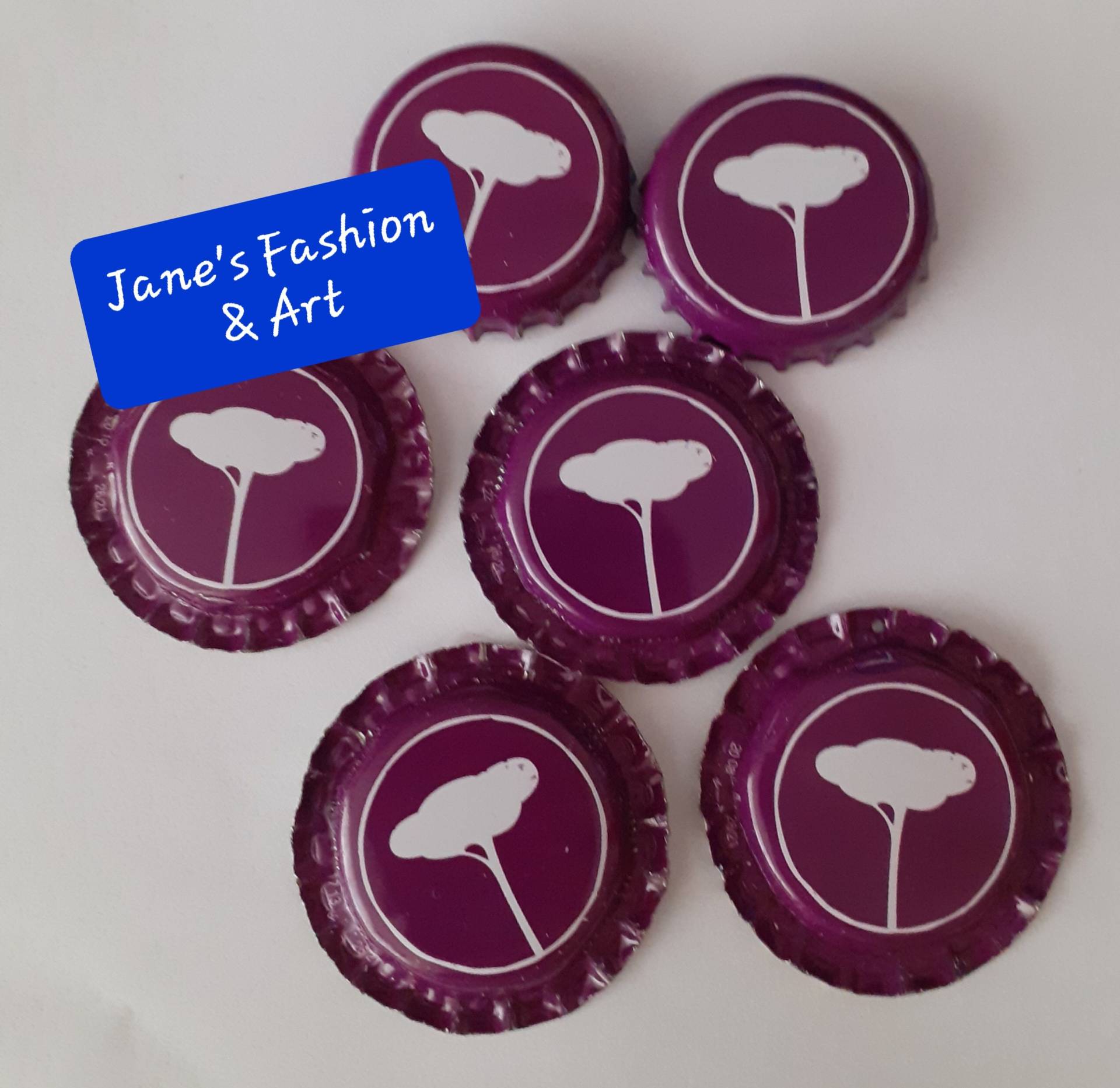 Ohrschmuck Aus Kronkorken, Lila Mit Weißem Baum, Ohranhänger Wählbar, Unique von JanesGiftIdeas