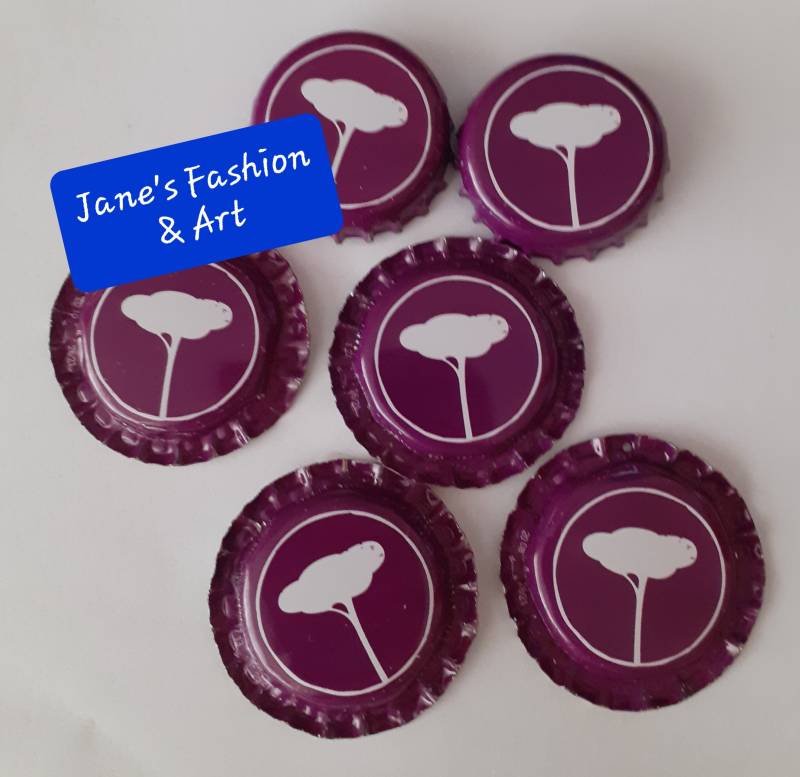 Ohrschmuck Aus Kronkorken, Lila Mit Weißem Baum, Ohranhänger Wählbar, Unique von JanesGiftIdeas