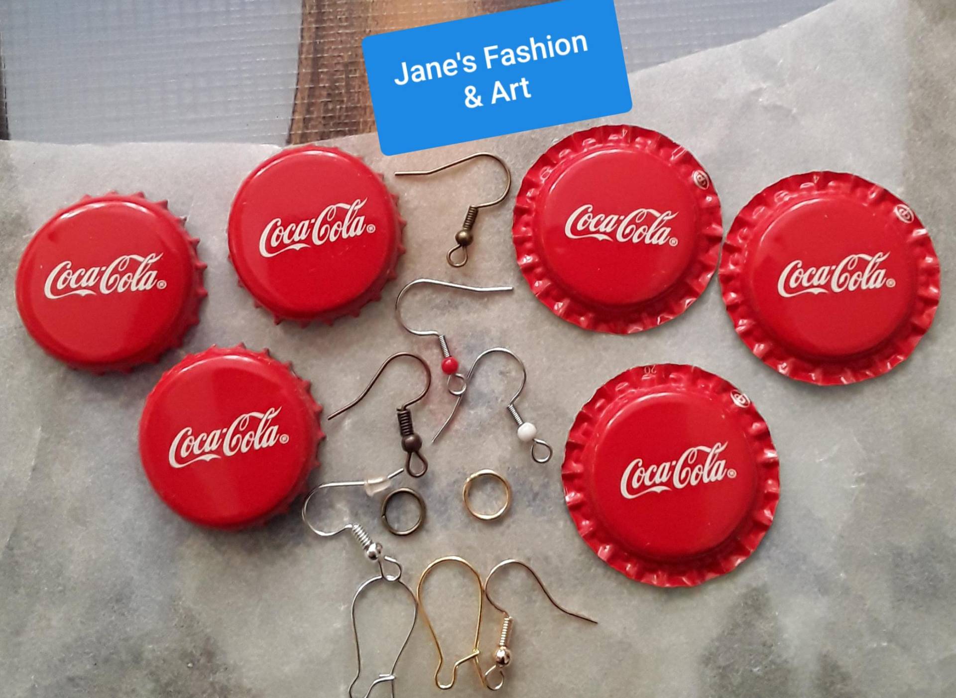 Schmuck-Set Aus #kronkorken, Ohrringe+Kettenanhänger, Cocacola, Roter Deckel, Ohranhänger Wählbar, Unique von JanesGiftIdeas