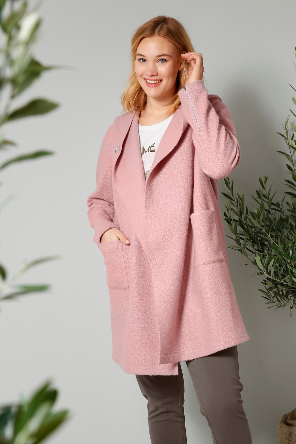 Große Größen Plüschjacke, Damen, rosa, Größe: 48, Polyester, Janet & Joyce von Janet & Joyce
