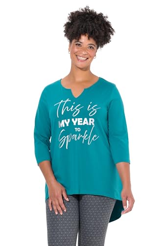 Janet & Joyce Damen große Größen Übergrößen Plus Size T-Shirt, A-Linie, Statement-Druck, 3/4-Ärmel Dunkles türkis 48 834711731-48 von Janet & Joyce