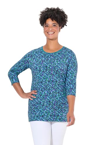Janet & Joyce Damen große Größen Übergrößen Plus Size T-Shirt, Classic Fit, Blümchenmuster Dunkles türkis 44 834546731-44 von Janet & Joyce