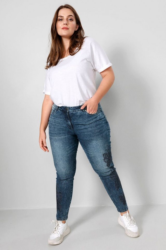 Janet & Joyce Regular-fit-Jeans 7/8-Jeans Komfort Fit Stickerei 5-Pocket von Janet & Joyce