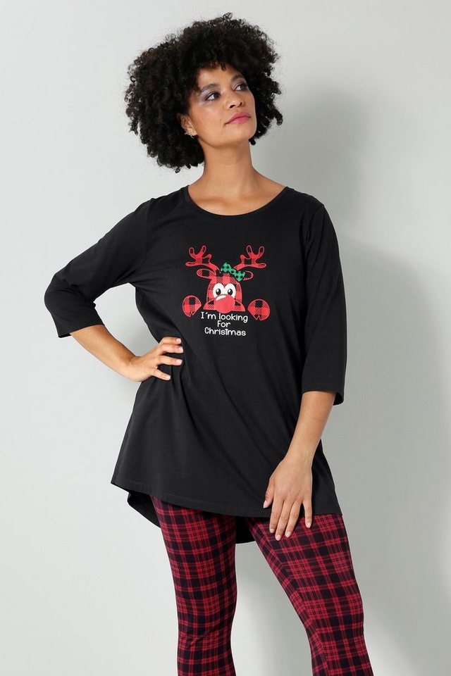 Janet & Joyce Rundhalsshirt T-Shirt A-Line XMAS-Print Rundhals 3/4-Ärmel von Janet & Joyce