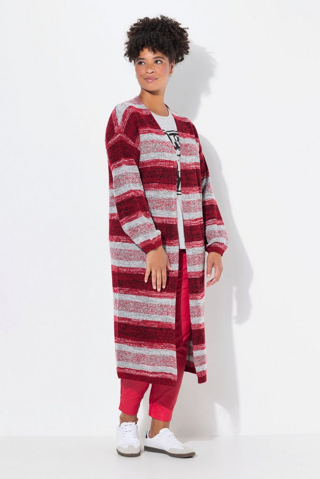Janet & Joyce Strickjacke Strickjacke extra lang offene Form Blockstreifen von Janet & Joyce