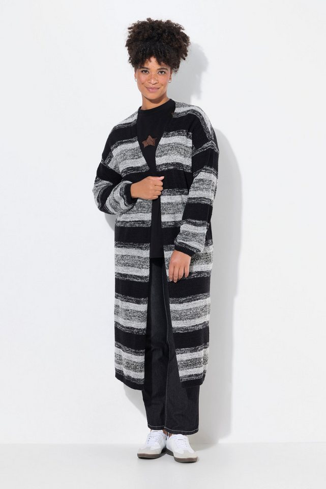 Janet & Joyce Strickjacke Strickjacke extra lang offene Form Blockstreifen von Janet & Joyce