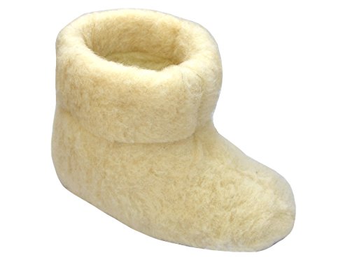Janex Warme Hausschuhe Hüttenschuhe aus Schafwolle Creme (40) von Janex