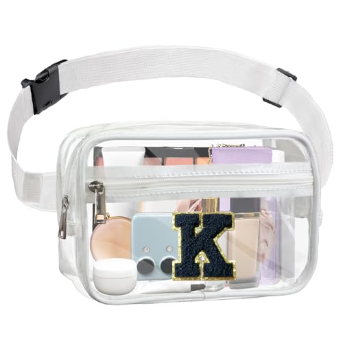 Janhavi Initial Transparente Bauchtasche, Stadiongenehmigt, personalisierte transparente Gürteltasche, Crossbody-Tasche für Damen, adrette Hüfttasche mit verstellbarem Riemen für Konzert, Sport, von Janhavi