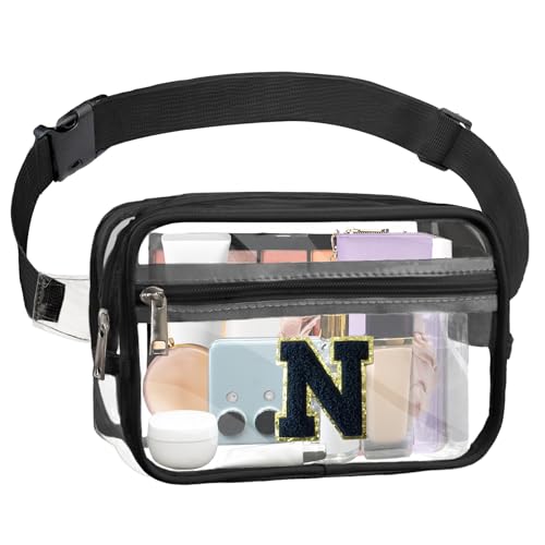 Janhavi Initial Clear Fanny Pack Stadion Approved Personalisierte Clear Belt Bag Crossbody Purse for Women Preppy Waist Bag Pouch with Adjustable Strap for Concert Sports Events Festival Travel, von Janhavi