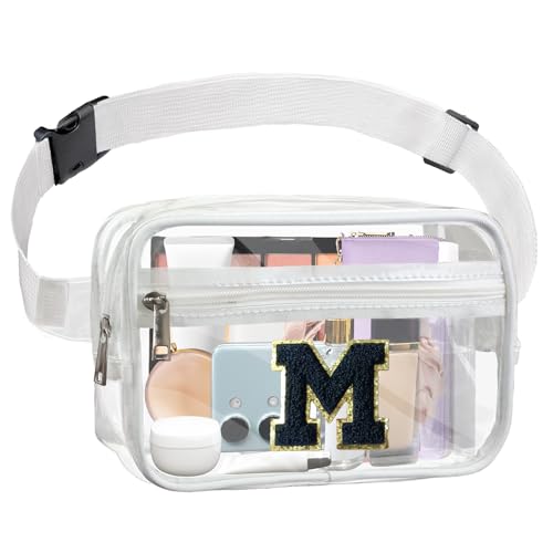 Janhavi Initial Clear Fanny Pack Stadion Approved Personalisierte Clear Belt Bag Crossbody Purse for Women Preppy Waist Bag Pouch with Adjustable Strap for Concert Sports Events Festival Travel, von Janhavi