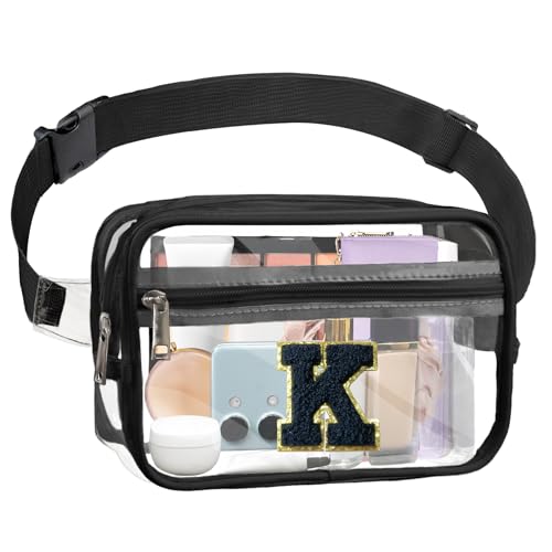 Janhavi Initial Clear Fanny Pack Stadion Approved Personalisierte Clear Belt Bag Crossbody Purse for Women Preppy Waist Bag Pouch with Adjustable Strap for Concert Sports Events Festival Travel, von Janhavi