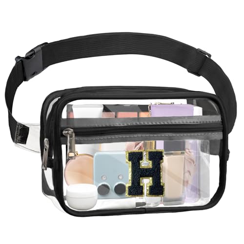 Janhavi Initial Transparente Bauchtasche, Stadiongenehmigt, personalisierte transparente Gürteltasche, Crossbody-Tasche für Damen, adrette Hüfttasche mit verstellbarem Riemen für Konzert, Sport, von Janhavi