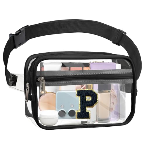 Janhavi Initial Transparente Bauchtasche, Stadiongenehmigt, personalisierte transparente Gürteltasche, Crossbody-Tasche für Damen, adrette Hüfttasche mit verstellbarem Riemen für Konzert, Sport, von Janhavi