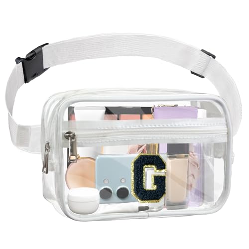 Janhavi Initial Transparente Bauchtasche, Stadiongenehmigt, personalisierte transparente Gürteltasche, Crossbody-Tasche für Damen, adrette Hüfttasche mit verstellbarem Riemen für Konzert, Sport, von Janhavi