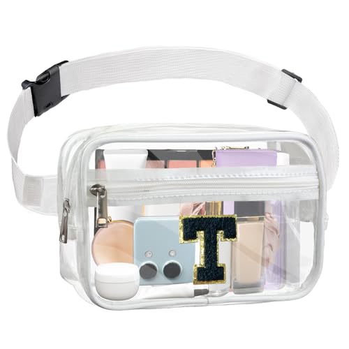 Janhavi Initial Transparente Bauchtasche, Stadiongenehmigt, personalisierte transparente Gürteltasche, Crossbody-Tasche für Damen, adrette Hüfttasche mit verstellbarem Riemen für Konzert, Sport, von Janhavi