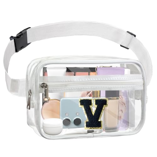 Janhavi Initial Transparente Bauchtasche, Stadiongenehmigt, personalisierte transparente Gürteltasche, Crossbody-Tasche für Damen, adrette Hüfttasche mit verstellbarem Riemen für Konzert, Sport, von Janhavi