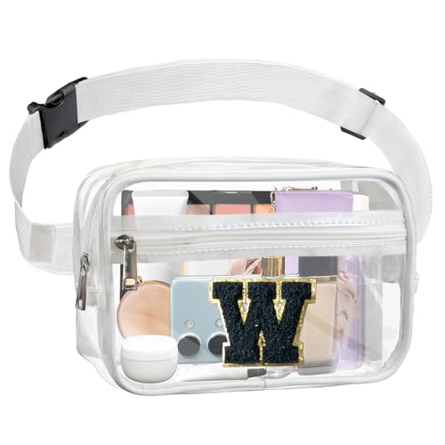 Janhavi Initial Transparente Bauchtasche, Stadiongenehmigt, personalisierte transparente Gürteltasche, Crossbody-Tasche für Damen, adrette Hüfttasche mit verstellbarem Riemen für Konzert, Sport, von Janhavi