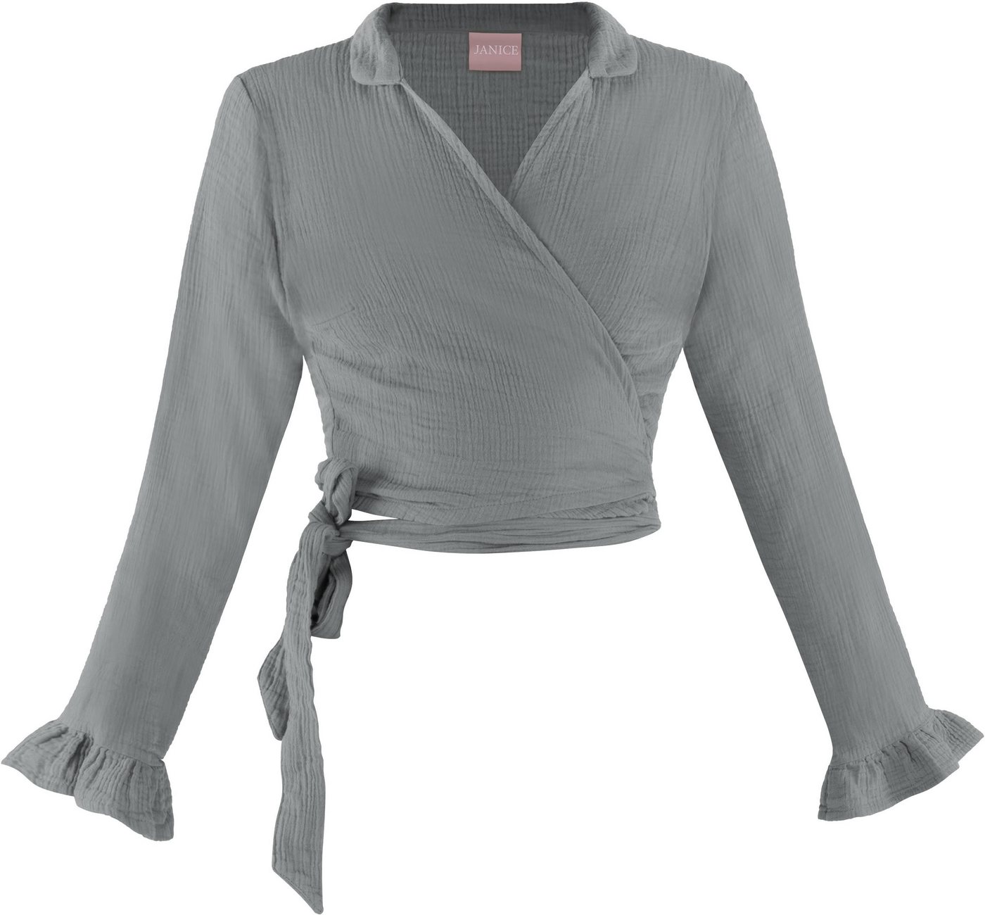 Janice Langarmbluse Musselin Hemd Chalandri Sommerbluse Bluse mit Bindeband von Janice