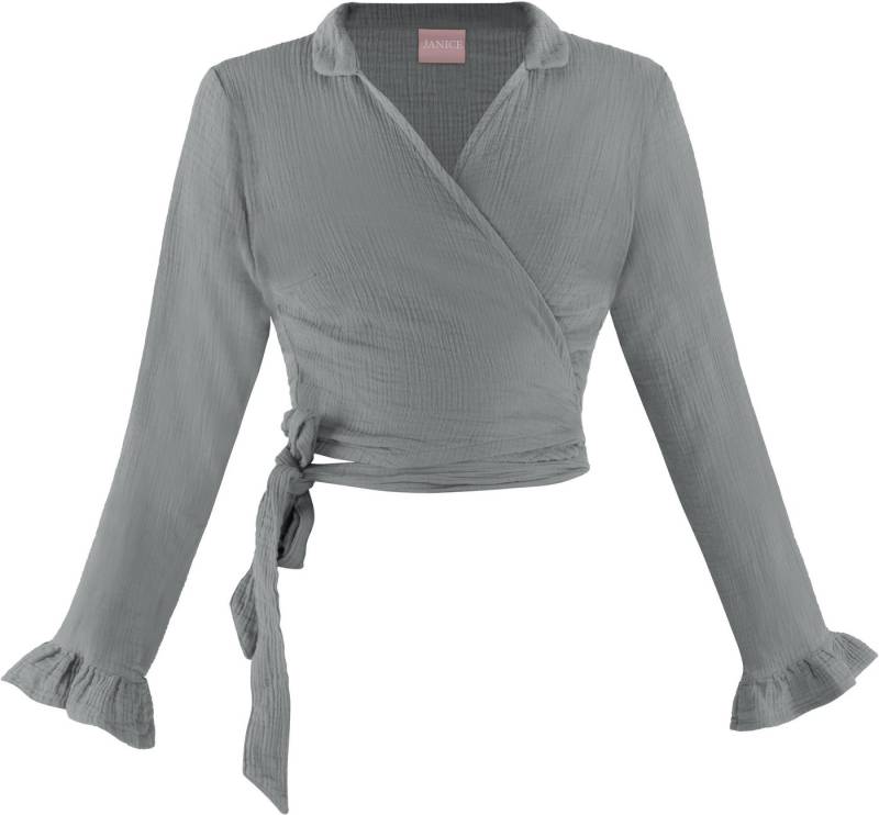 Janice Langarmbluse Musselin Hemd Chalandri Sommerbluse Bluse mit Bindeband von Janice