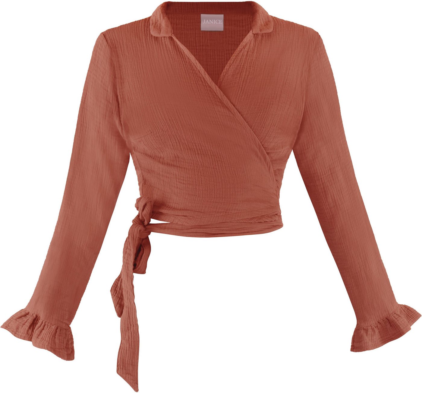 Janice Langarmbluse Musselin Hemd Chalandri Sommerbluse Bluse mit Bindeband von Janice